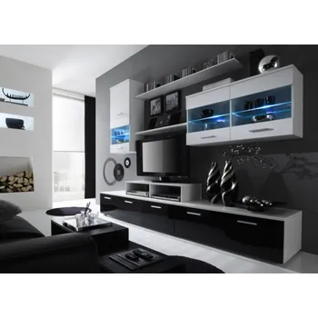 Obývací stěna CAMA Obývací stěna LOGO II černý/bílý lesk