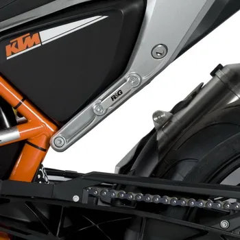 R&G Racing Záslepky otvorů pro zadní stupačky (levá strana, stříbrná), KTM 690 Duke '12 / 690 Duke R '13-