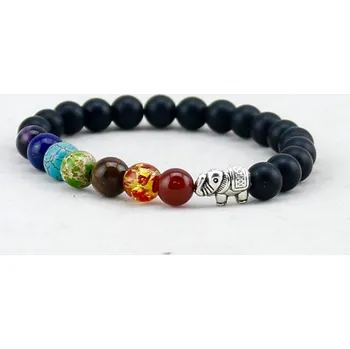 Náramek Náramek na ruku doplněn barevnými korálky a slonem - typ 1