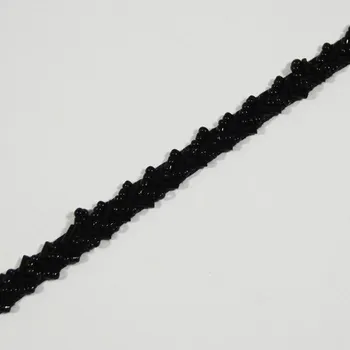 Stuha Stuha černá s rokajlovou výšivkou š.0,6 cm