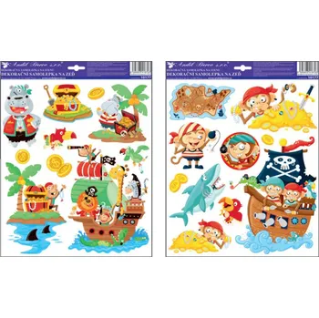 Samolepící dekorace Samolepicí pokojová dekorace pro děti piráti 10177 / Samolepky na zeď ( 33 x 29 cm ) Room Decor