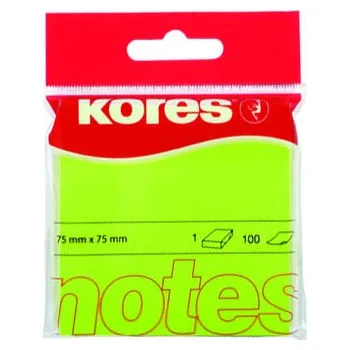 Samolepící bločky Kores 75x75mm neonově zelené 100 listů