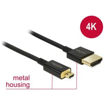 Video kabel Delock Kabel High Speed HDMI s Ethernetem - HDMI-A samec > HDMI Micro-D samec 3D 4K 1 m Slim Premium