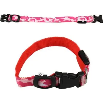 Obojek pro psa Led svítíci obojek - maskáč růžová