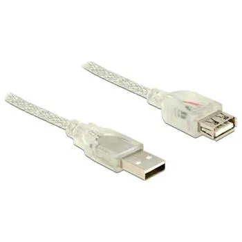 Kabel do PC Delock Prodlužovací kabel USB 2.0 Typ-A samec > USB 2.0 Typ-A samice 0,5 m transparentní
