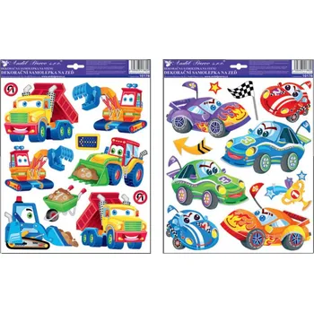 Samolepící dekorace Samolepicí pokojová dekorace pro děti barevná auta 10178 / Samolepky na zeď ( 33 x 29 cm ) Room Decor