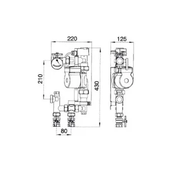 rozdělovač topení Mísící sada pro rozdělovač - rozvaděč, regulační stanice rozdělovače