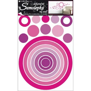 Samolepící dekorace Samolepicí pokojová dekorace na zeď růžové a fialové kruhy 10064 / Samolepka na zeď Room Decor (70 x 42 cm)