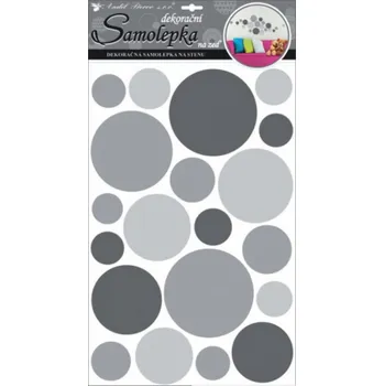 Samolepící dekorace Samolepicí pokojová dekorace na stěnu šedé kolečka 10164 / Nálepka na zeď (60 x 32 cm) Room Decor