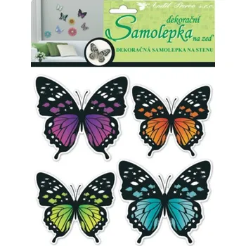 Samolepící dekorace Samolepky na zeď 3D neonoví motýli 10151 / Samolepicí pokojová dekorace pro děti Room Decor (30 x 22 x 1 cm)
