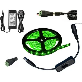 LED páska Light LED pásek 5050 60LED/m IP65 14.4W/m zelená, 5 metrů, komplet s vypínačem (LED pásek komplet 5050 72W 5 metrů)