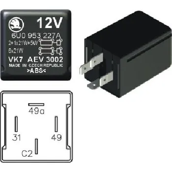 Relé Přerušovač blinkrů 12V AEV 3002 (AEV3002 Přerušovač směrových světel AEV 3002)