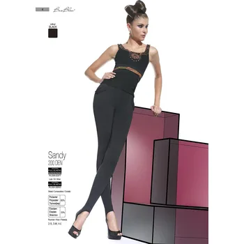 Dámské legíny SANDY 200den-leginy BasBleu black-černé 3-M (dlouhé leginy zdobené v horní části kapsami s knoflíky)