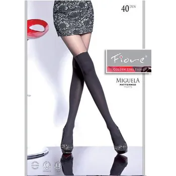 Dámské punčochy MIGUELA 40den-punčochové kalhoty FIORE black-černé (vzorované punčochové kalhoty )