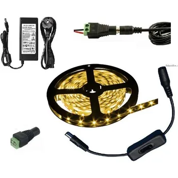LED páska Light LED pásek 5050 60LED/m IP20 14.4W/m teplá bílá, 5 metrů, komplet (LED pásek komplet 5050 72W 5 metrů)