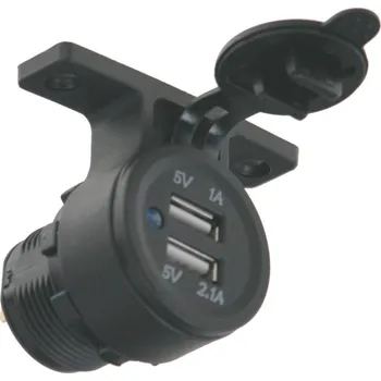 Elektrická zásuvka 2xUSB zásuvka voděodolná na držák (34548)