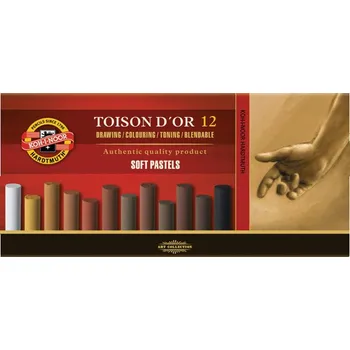 Koh-i-noor Hardtmuth Sada 12 suchých pastelů Koh-i-noor SOFT - hnědé odstíny 8522B