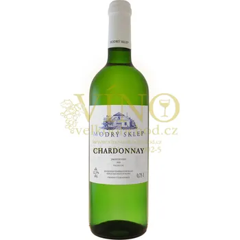 Víno Modrý sklep Chardonnay jakostní 0,75 l polosuché moravské bílé víno 7/16