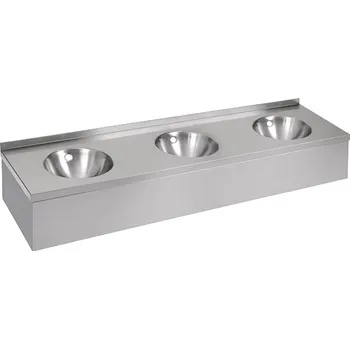 Umyvadlo SLUN 20P - Nerezové trojumyvadlo s opláštěním a přepadem 180x50 cm 93207