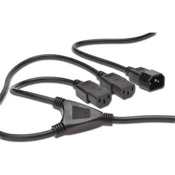 Kabel do PC PremiumCord Kabel síťový 230V, Y-kabel prodlužovací M-2x F