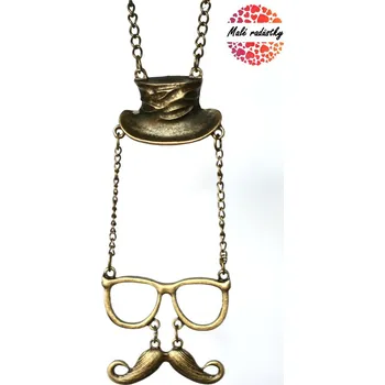 Náhrdelník Náhrdelník Fashion Jewerly - vysící klobouk s brýlemi a knírem 003