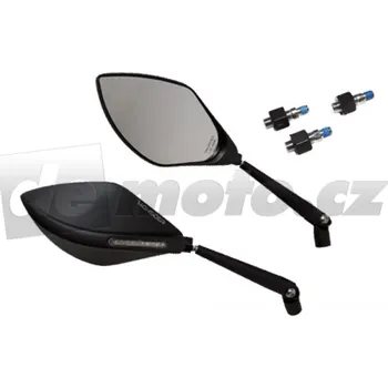 Osvětlení pro motocykl Motocyklové hliníkové zrcátka TOREZZO s LED diodovými blinkry - černé (elox)