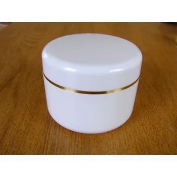 ČR Kosmetická doza 50 ml dvouplášťová bílá, zlatý proužek