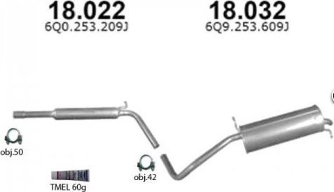Výfuk ŠKODA FABIA 1.2i KOMBI / SEDAN, montážní sada/kompletní IZAWIT 18022 18032