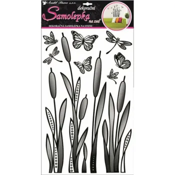Samolepící dekorace Samolepky na zeď černé, šedé rákosí 10088 / Pokojová samolepicí dekorace Room Decor (60 x 32 cm)