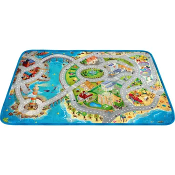 Koberec Vopi Dětský koberec Ultra Soft Město s pláží 70x95 cm