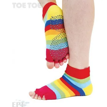 Pánská móda JOGA NO FINGER trainer bezprstové ponožky protiskluzové ToeToe rainbow (duha) L