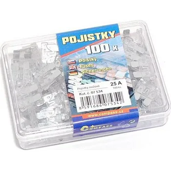 Autopojistky Compass Pojistky nožové 25 Amp 100 ks