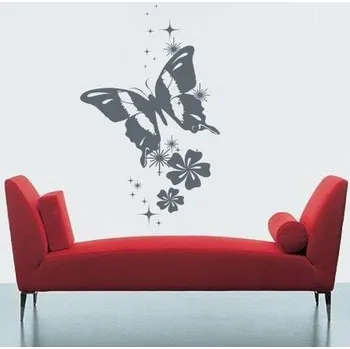 samolepka Merci-shop. Samolepky na zeď Motýl s květinami ( 39 x 60 cm )