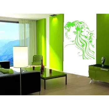 samolepka Merci-shop. Samolepka na zeď Dívka s květinami 46 x 60 cm