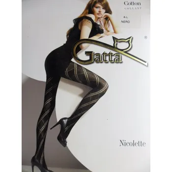 Dámské punčochy NICOLETTE 06 50den-punčochové kalhoty Gatta nero-černé 3-M (elegantní vzorované bavlněné punčochové kalhoty)