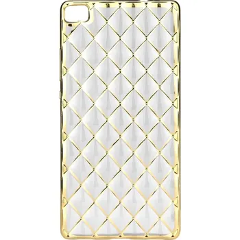 Pouzdro na mobilní telefon Silikonový obal LUXURY GEL CASE na mobil Huawei P8 zlatá (Pouzdro gelové LUXURY GEL CASE na mobil Huawei P8 vzor zlatý kosočtverce, kostičky zlatá)