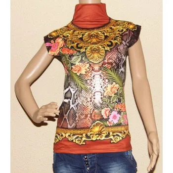 Halenka stojáček s kamínky oranžová (Tričko top s potiskem oranžová)