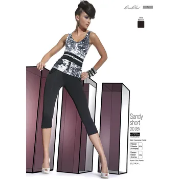 Dámské legíny SANDY SHORT 200den-leginy BasBleu black-černé 4-L (tříčtvrteční leginy zdobené v horní části kapsami s knoflíky)