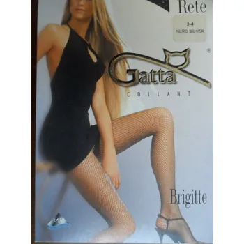 Dámské punčochy BRIGITTE 02-punčochové kalhoty GATTA nero-silver 1/2-XS/S (síťované punčochové kalhoty)