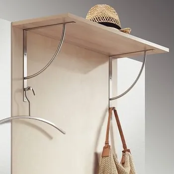 Nábytkové kování Šatní nerezová zakulacená konzola s háčkem