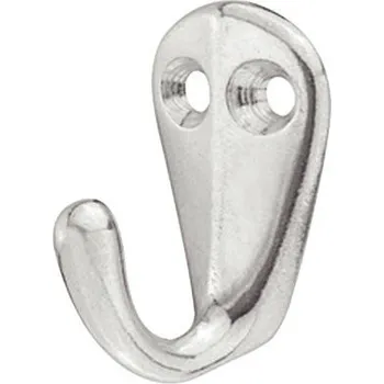 Nábytkové kování Šatní hliníkový háček se dvěma otvory - větší verze