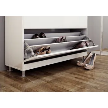 Botník Výklopné kování s 3 přihrádkami RAL 9006, bílý hliník