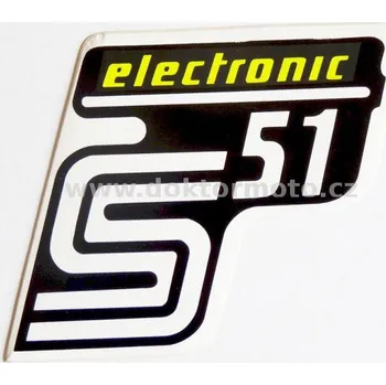 Motor pro motocykl nálepka schránky S51 ELECTRONIK - č/b/žlutá Simson S51
