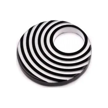 Korálek Plastový donut 38mm s černými pruhy