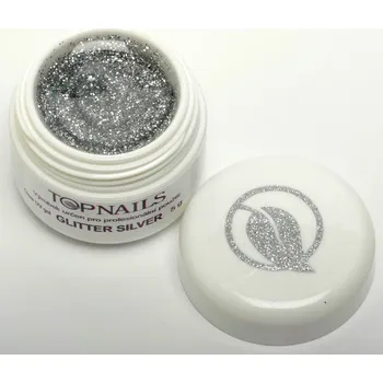 Lak na nehty topnails - barevný UV gel GLITTER SILVER 5g (color gel)