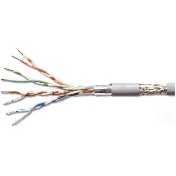 elektrický kabel PremiumCord TP Kabel 4x2,lanko/licna SF/UTP Cat5e AWG26/7, čistá měď 1m šedá