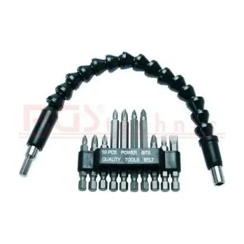 Bit Sada 10 bitů s ohebným prodloužením, sada v plastovém pouzdru s flexib