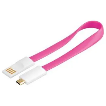 Kabel do PC PremiumCord Kabel micro USB 2.0, A-B 0,2m magnetický, barva růžová