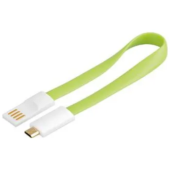 Kabel do PC PremiumCord Kabel micro USB 2.0, A-B 0,2m magnetický, barva zelená