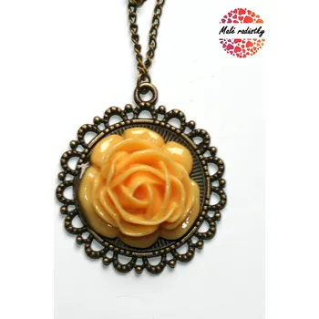 Náhrdelník Náhrdelník Fashion Jewerly - Retro žlutá růže 037